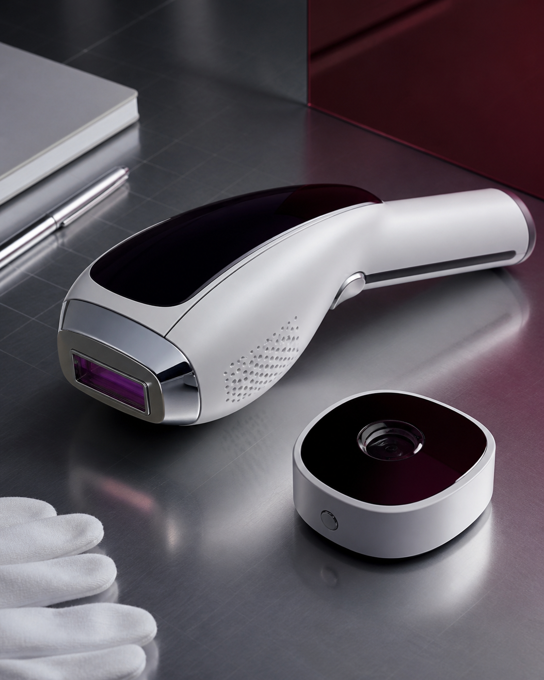 Premium IPL and skin analysis devices on an editorial testing desk